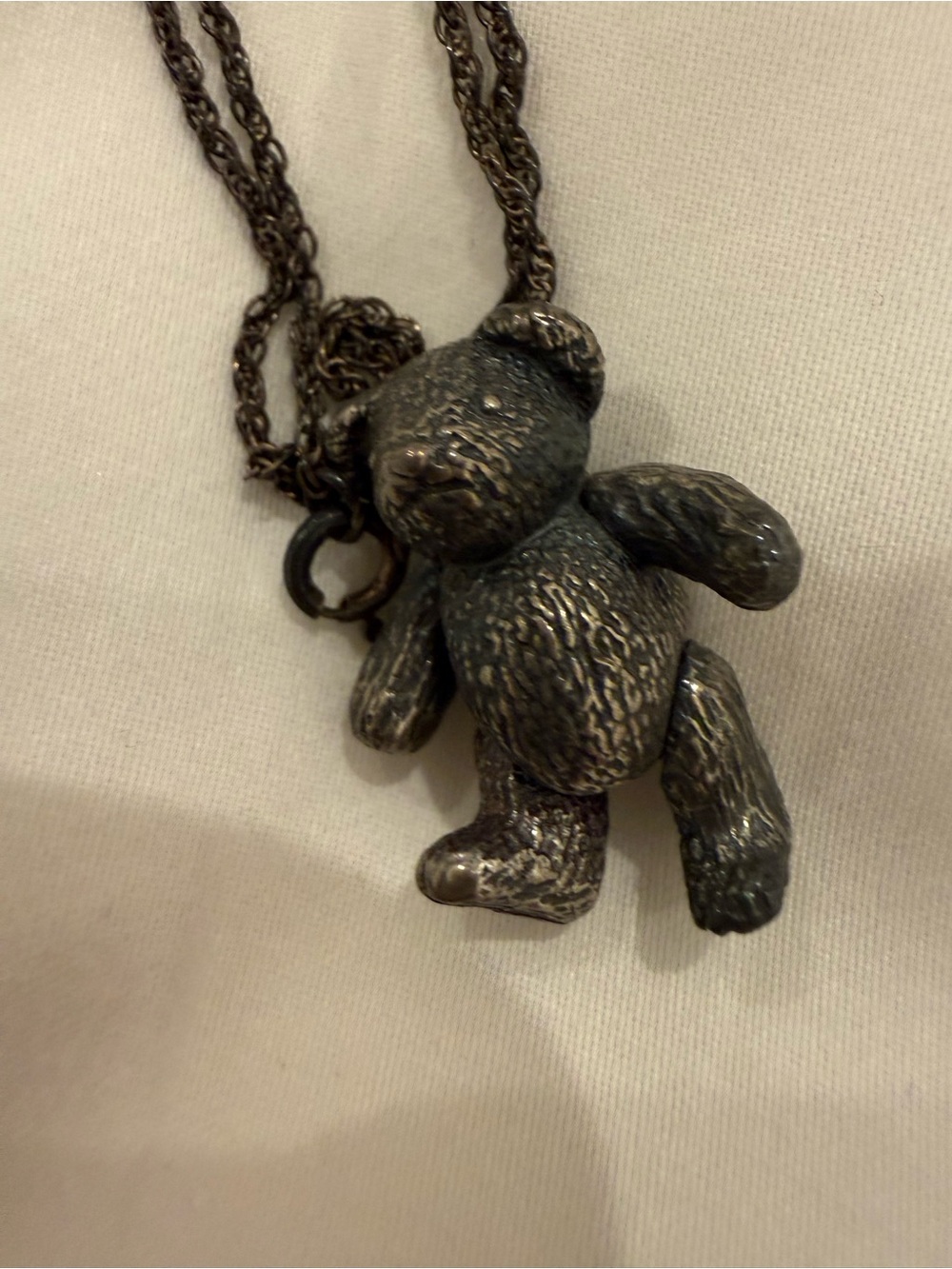 Vintage MFA BostonArticulated Teddy Bear Pendant, 925 Sterling Silver, Moveable